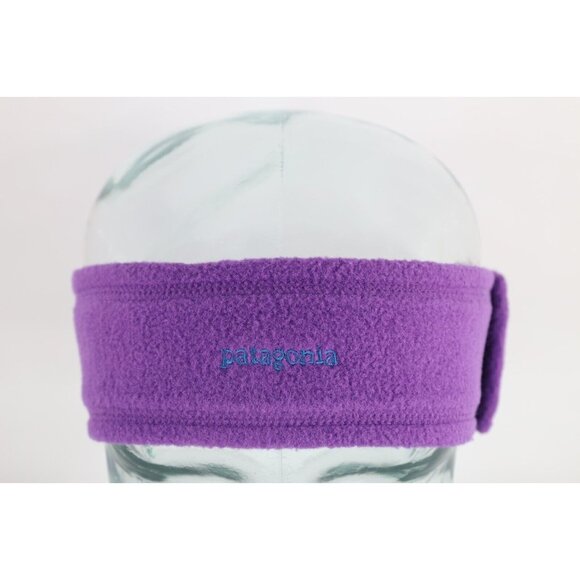 Vtg 90s Patagonia Spell Out Capilene Fleece Winter Headband Ear Cover Purple USA main image 4